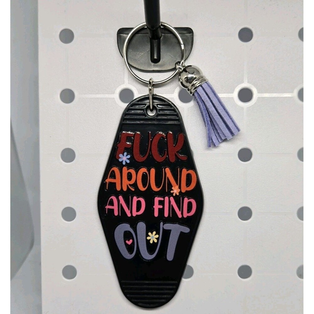 Nostalgic Classic Motel Keychain FAFO Purple Tassel